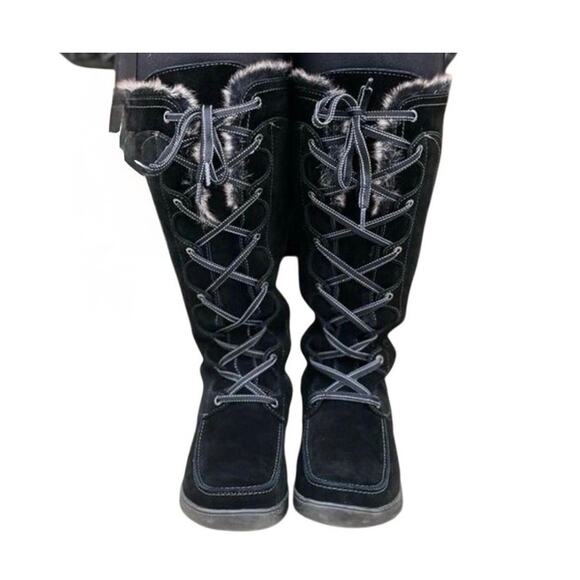 Comfy Moda Canada Black Suede water Resistant Insulated Tall Boots Womens 9 EUC - Picture 3 of 12